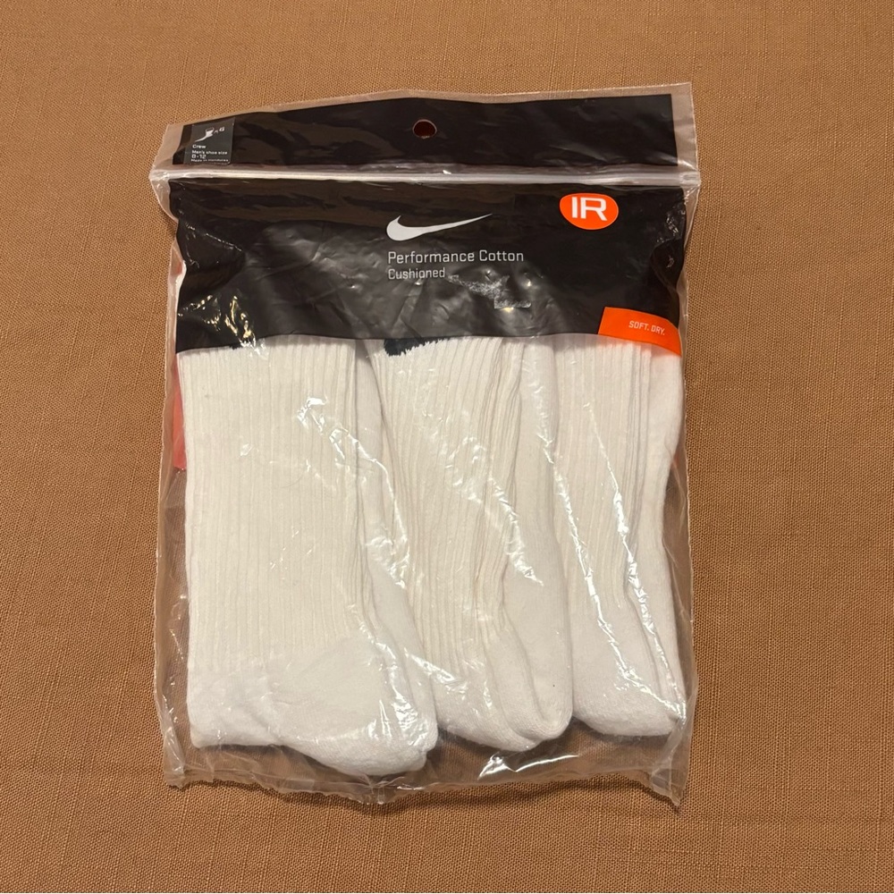 3 pairs Nike Crew Socks Performance Cotton IR L 8-12